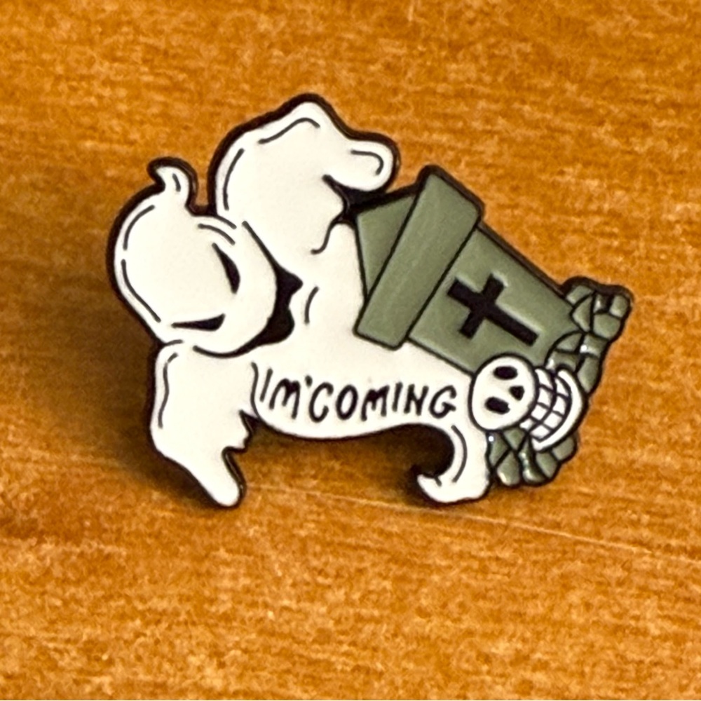 Ghost Enamel‎ Pin with Tombstone Design